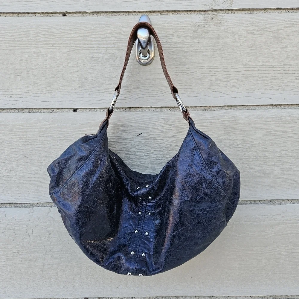 Miss Mak Designs leather hobo bag colorshift gray purple blue